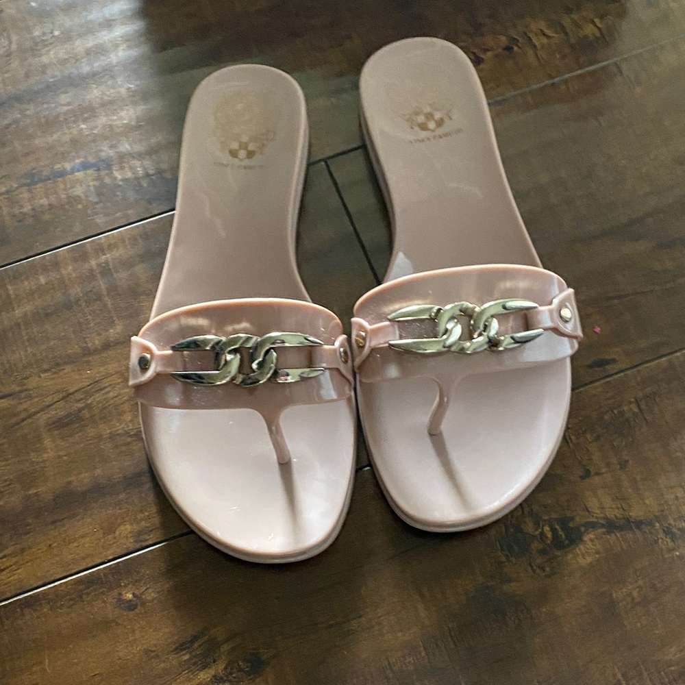 Vince Camuto Blush Sandals with Gold Accent